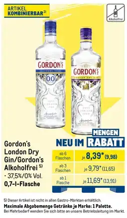 METRO Gordon's London Dry Gin/Gordon's Alkoholfrei Angebot