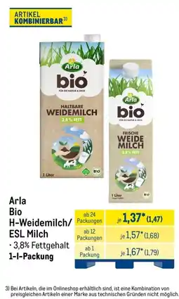 METRO Arla Bio H-Weidemilch/ESL Milch Angebot
