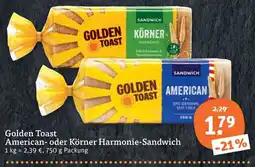 tegut Golden Toast American- oder Körner Harmonie-Sandwich Angebot