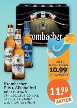 tegut Krombacher Pils 1, Alkoholfrei oder 0,0 % 8 Angebot