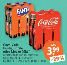 tegut Coca-Cola, Fanta, Sprite oder Mezzo Mix Angebot