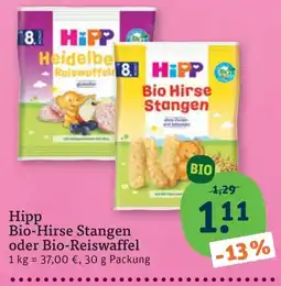 tegut Hipp Bio-Hirse Stangen oder Bio-Reiswaffel Angebot