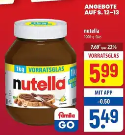 Famila Nord Ost nutella Vorratsglas Angebot