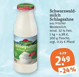 tegut Schwarzwaldmilch Schlagsahne Angebot