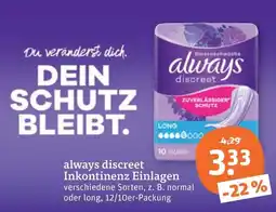 tegut always discreet Inkontinenz Einlagen Angebot