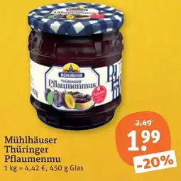 tegut Mühlhäuser Thüringer Pflaumenmus Angebot