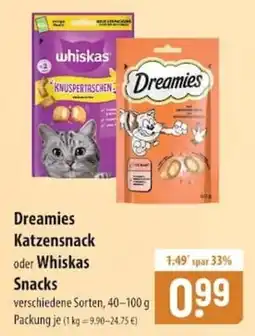 Famila Nord Ost Dreamies Katzensnack oder Whiskas Snacks Angebot