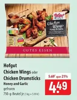 Famila Nord Ost Hofgut Chicken Wings oder Chicken Drumsticks Honey and Garlic Angebot