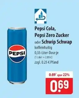 Famila Nord Ost Pepsi Cola, Pepsi Zero Zucker oder Schwip Schwap Angebot