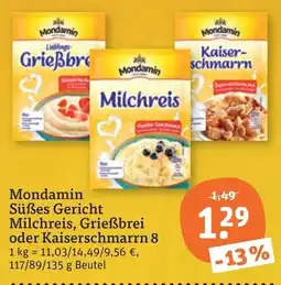 tegut Mondamin Süßes Gericht Milchreis, Grießbrei oder Kaiserschmarrn Angebot