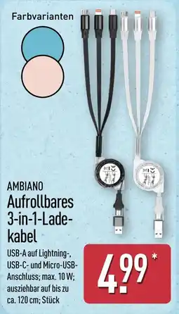 Aldi Nord AMBIANO Aufrollbares 3-in-1-Lade-kabel Angebot