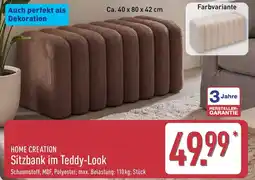 Aldi Nord HOME CREATION Sitzbank im Teddy-Look Angebot