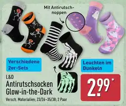 Aldi Nord L&D Antirutschsocken Glow-in-the-Dark Angebot