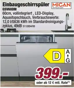 Poco Einbaugeschirrspüler GSV60DM Angebot