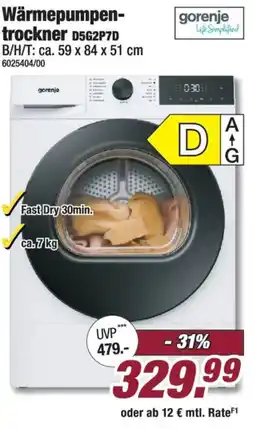 Poco Wärmepumpentrockner D5G2P7D gorenje Angebot