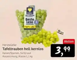 KONSUM Herzstücke Tafeltrauben hell kernlos Angebot
