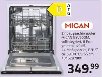 MICAN Einbaugeschirrspüler