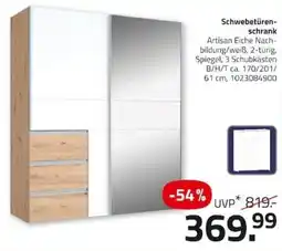 ROLLER Schwebetüren-schrank Artisan Eiche Nachbildung/weiß, 2-türig, Spiegel, 3 Schubkästen Angebot