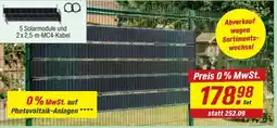 toom Baumarkt 5 Solarmodule und 2 x 2,5-m-MC4-Kabel Angebot