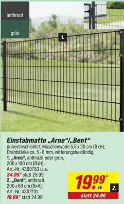 toom Baumarkt Einstabmatte „Arne“/„Bent“ Angebot