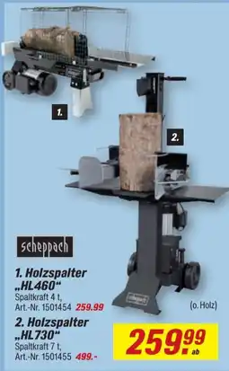toom Baumarkt scheppach Holzspalter HL460 Angebot