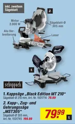 toom Baumarkt scheppach Kappssäge „Black Edition MT 210“ Angebot