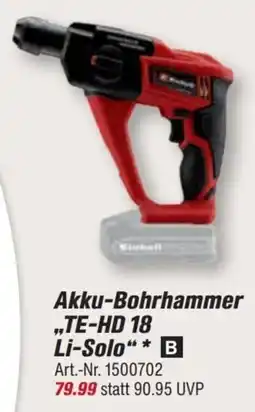 toom Baumarkt Akku-Bohrhammer "TE-HD 18 Li-Solo" Angebot