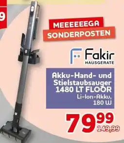 CENTERSHOP Fakir Akku-Hand- und Stielstaubsauger 1480 LT FLOOR Angebot