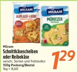 inkoop Milram Schnittkäsescheiben oder Reibekäse Angebot