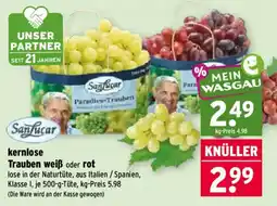 Wasgau SanLucar kernlose Trauben weiß oder rot Angebot