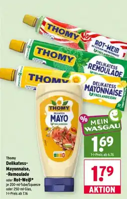 Wasgau Thomy Delikatess Mayonnaise, Remoulade oder Rot-Weiß Angebot