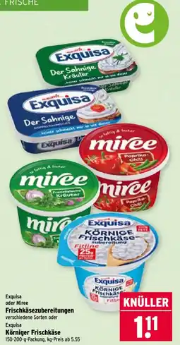 Wasgau Exquisa oder Miree Frischkäsezubereitungen Angebot
