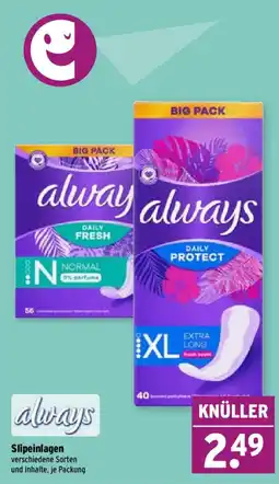 Wasgau always Slipeinlagen Angebot