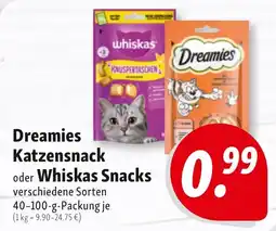 Nah & Frisch Dreamies Katzensnack oder Whiskas Snacks Angebot