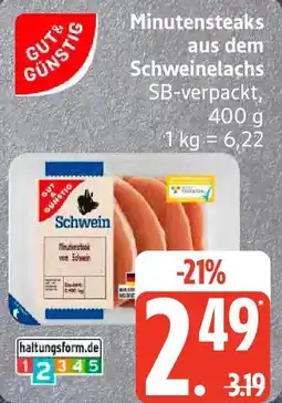 Edeka GUT & GÜNSTIG Minutensteaks aus dem Schweinelachs Angebot