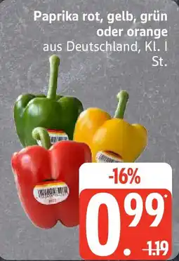 Edeka Paprika rot, gelb, grün oder orange Angebot