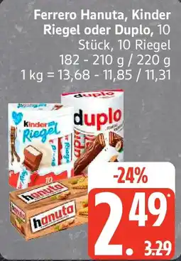 Edeka Ferrero Hanuta, Kinder Riegel oder Duplo Angebot
