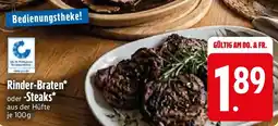 E-Center Rinder-Braten oder Steaks Angebot