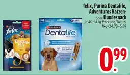 E-Center felix, Purina Dentalife, Adventuros Katzen oder Hundesnack Angebot
