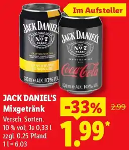 Lidl JACK DANIEL'S Mixgetränk Angebot