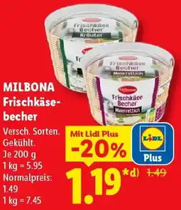 Lidl MILBONA Frischkäsebecher Angebot