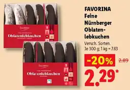 Lidl FAVORINA Feine Nürnberger Oblatenlebkuchen Angebot