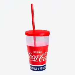 NKD Coca Cola Trinkbecher mit Deckel und Trinkhalm, ca. 500 ml Angebot