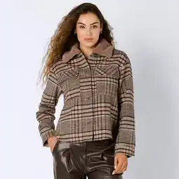 NKD Damen-Karojacke mit Kunstfell-Kragen Angebot