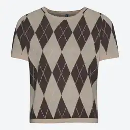 NKD Damen-Kurzarm-Pullover mit Argyle-Muster Angebot