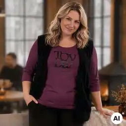 NKD Damen-Langarmshirt mit Frontaufdruck, große Größen Angebot