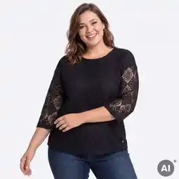 NKD Damen-Langarmshirt mit Spitze, große Größen Angebot