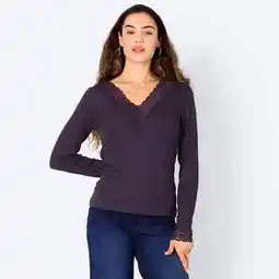NKD Damen-Langarmshirt mit Spitze am V-Ausschnitt Angebot