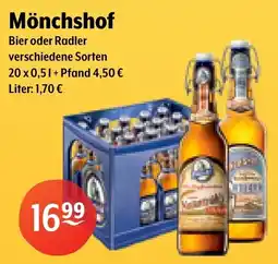 Getränke Hoffmann Mönchshof Bier oder Radler Angebot