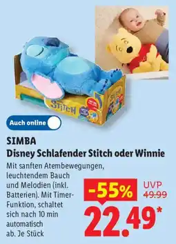Lidl SIMBA Disney Schlafender Stitch oder Winnie Angebot
